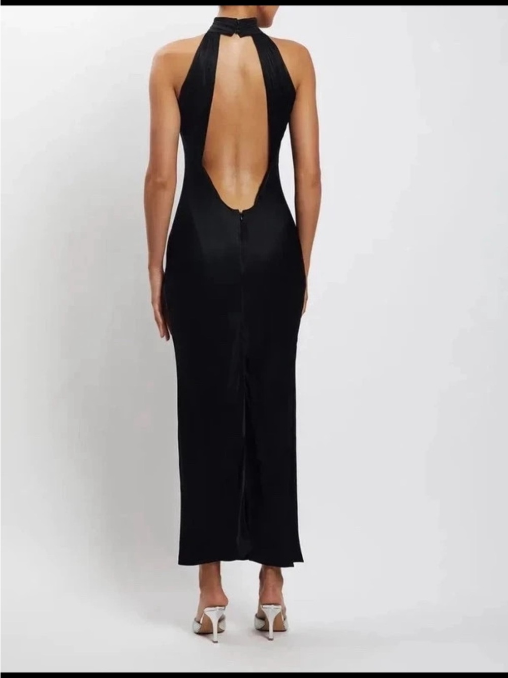 Meshki Black Backless Halter Maxi Dress